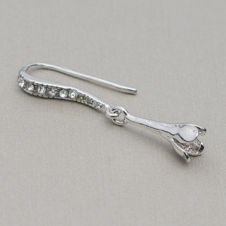 Base Per Orecchini Di Ottone Con Strass Monachella 3x35mm 25 Paia Rodiato