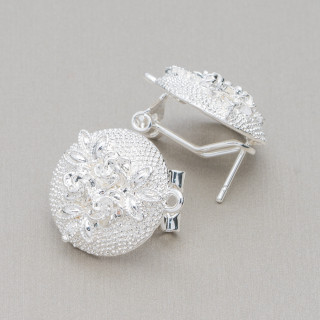 Base Pour Boucles D'Oreilles En Laiton Broche Fermeture À Pression 10 Paires Modèle 02 18mm Argent