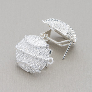 Base Pour Boucles D'Oreilles En Laiton Broche Fermeture À Pression 10 Paires Modèle 03 19mm Argent