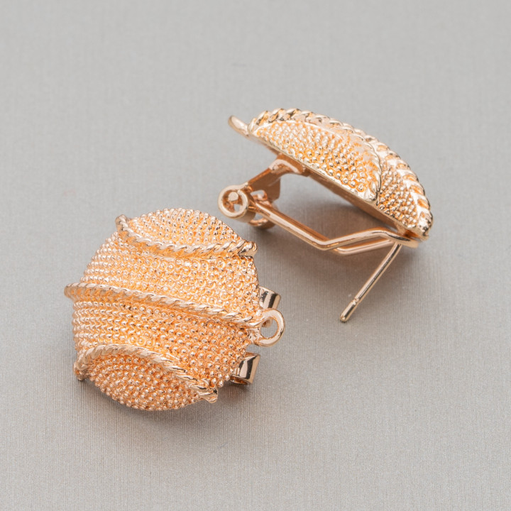 Base Para Aretes De Bronce Cierre A Presión 10 Pares Modelo 03 19mm Oro Rosa