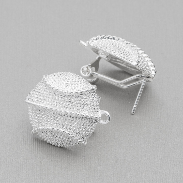 Base Pour Boucles D'Oreilles En Laiton Fermoir À Pression Broche 10 Paires Modèle 03 19mm Rhodié