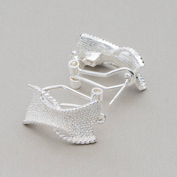 Base Para Pendientes Broche Broche Cierre 10 Pares Modelo 04 13x20mm Plata