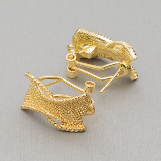 Base Para Pendientes Broche Broche Cierre 10 Pares Modelo 04 13x20mm Dorado