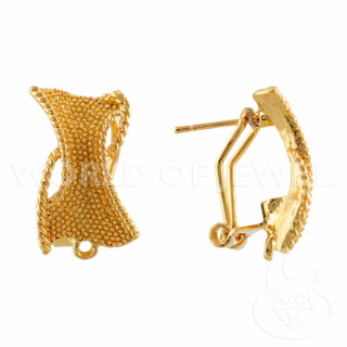 Base Per Orecchini Di Ottone Perno Chiusura A Scatto 10 Paia Modello 04 13x20mm Oro Rosa