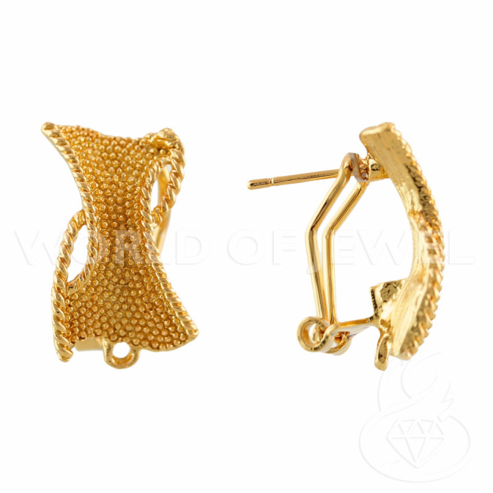 Base Pour Boucles D'Oreilles En Laiton Fermoir Broche 10 Paires Modèle 04 13x20mm Or Rose