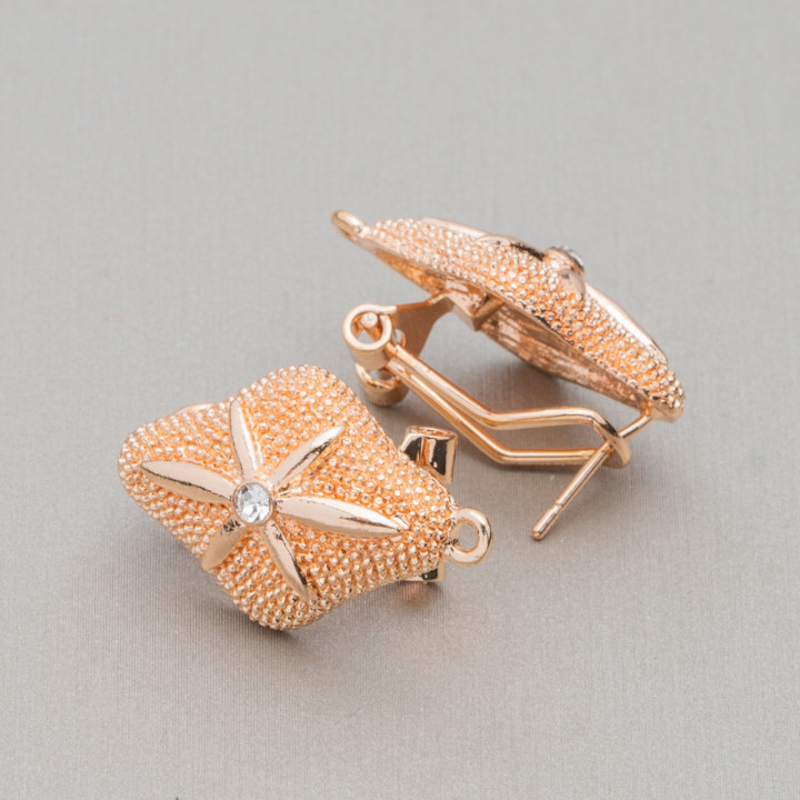 Base Pour Boucles D'Oreilles En Laiton Fermoir Broche 10 Paires Modèle 06 15x22mm Or Rose