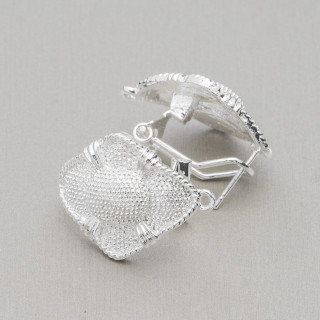 Base Pour Boucles D'oreilles En Laiton Broche Fermeture À Pression 10 Paires Modèle 07 18x24mm Argent