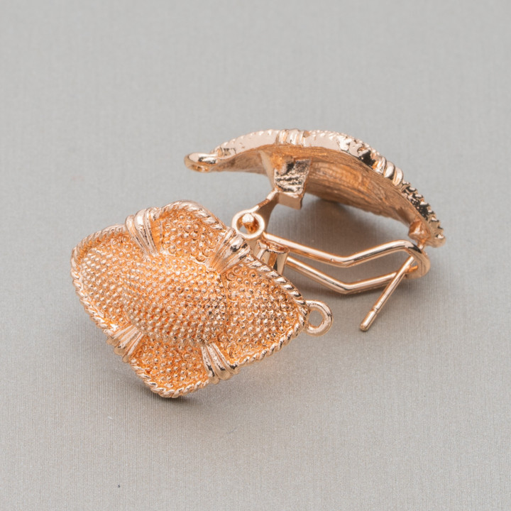 Basis für Messingohrringe mit Druckknopfverschluss, 10 Paar, Modell 07, 18 x 24 mm, Roségold