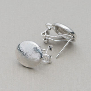 Base Pour Boucles D'Oreilles En Laiton Broche Fermoir Pression 10 Paires Modèle 1 12mm Rhodium