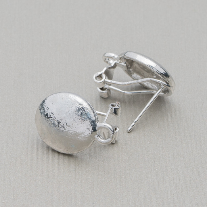 Base Pour Boucles D'Oreilles En Laiton Broche Fermoir Pression 10 Paires Modèle 1 12mm Rhodium