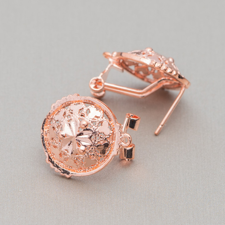 Base Para Pendientes De Latón Cierre De Broche 10 Pares Modelo 10 17,5mm Oro Rosa