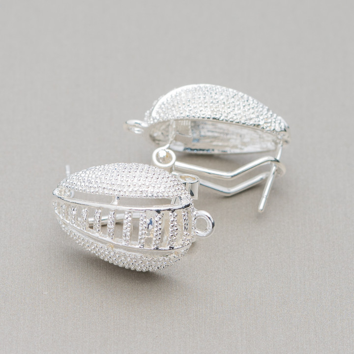 Base Para Pendientes Broche Broche Cierre 10 Pares Modelo 11 15x20mm Plata