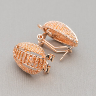 Brass Earring Base Post Snap Back 10 Pairs Model 11 15x20mm Rose Gold