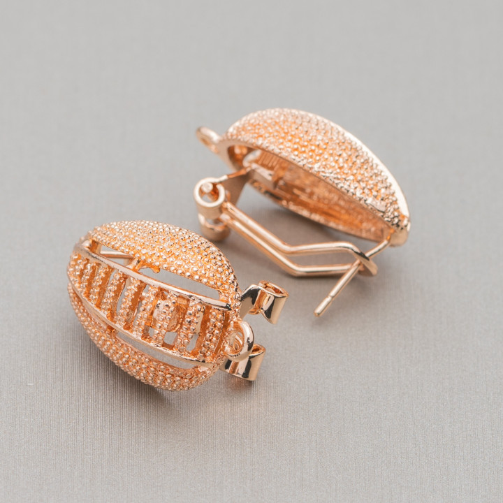 Base Pour Boucles D'Oreilles Laiton Broche Fermoir Pression 10 Paires Modèle 11 15x20mm Or Rose