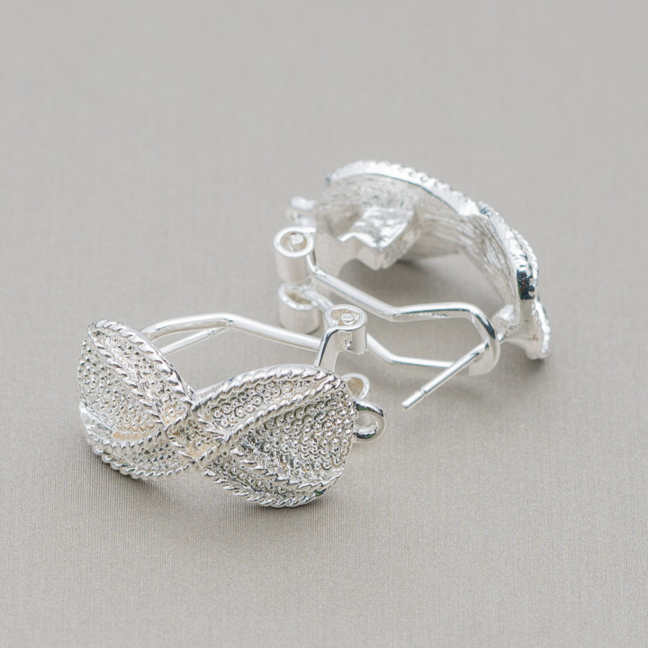 Base Pour Boucles D'Oreilles Laiton Broche Fermoir Pression 10 Paires Modèle 15 12x20mm Argent