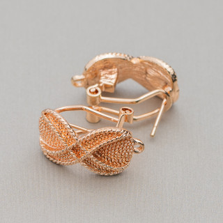 Brass Earring Base Post Snap Back 10 Pairs Model 15 12x20mm Rose Gold