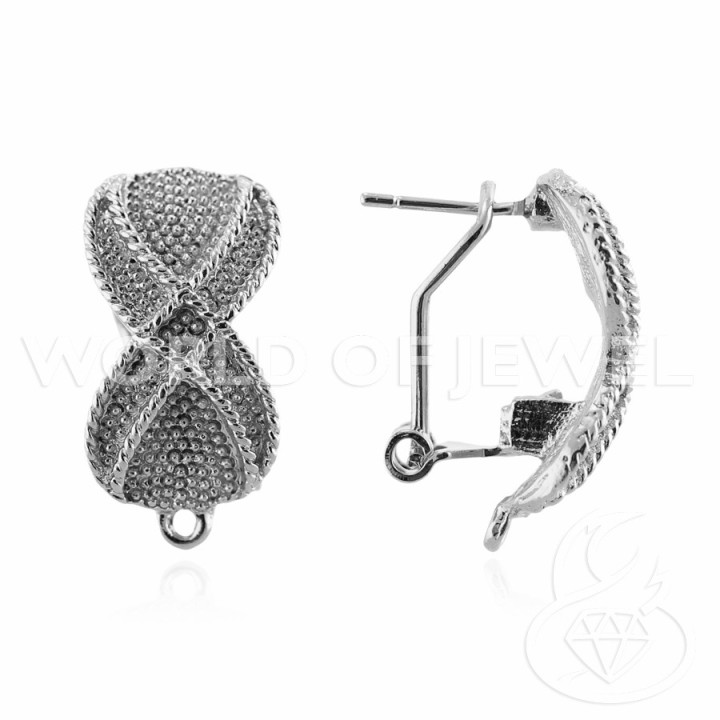 Basis für Messingohrringe Druckknopfverschluss 10 Paar Modell 15 12x20mm Rhodium