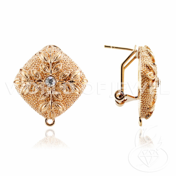 Brass Earring Base Post Snap Back 10 Pairs Model 17 22mm Rose Gold