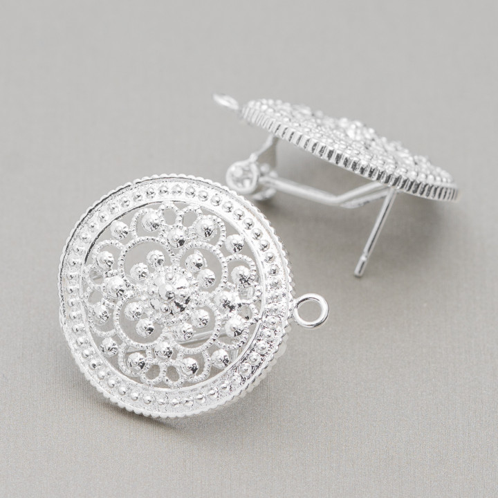 Base Pour Boucles D'oreilles En Laiton Broche Fermeture À Pression 10 Paires Modèle 19 23mm Argent