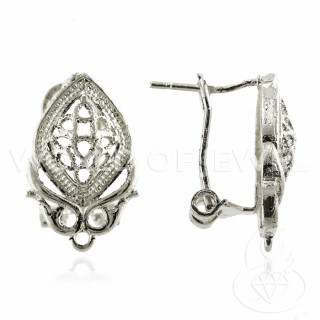 Brass Earring Base Snap Lock Post 10 Pairs Model 21 13x19mm Silver