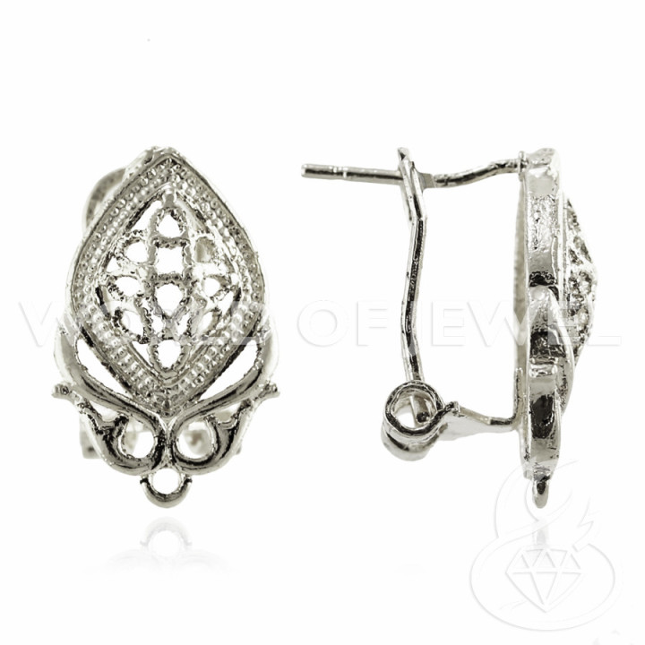 Base Para Pendientes Broche Broche Cierre 10 Pares Modelo 21 13x19mm Plata
