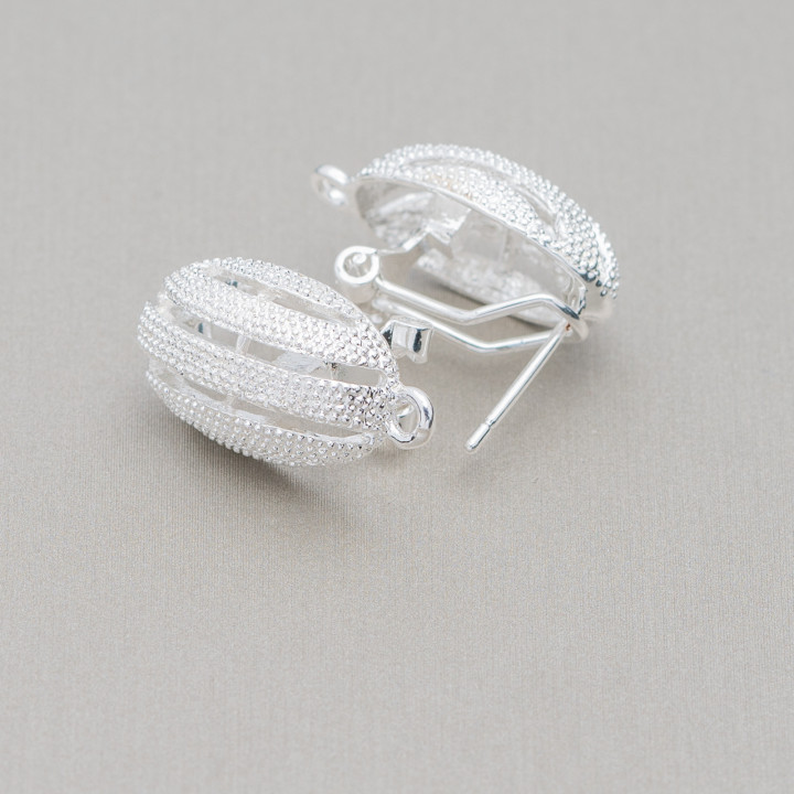 Base Pour Boucles D'Oreilles Laiton Broche Fermoir Pression 10 Paires Modèle 23 12x20mm Argent
