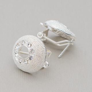 Basis für Ohrringe Messingstift Schnappverschluss 10 Paar Modell 25 20 mm Silber