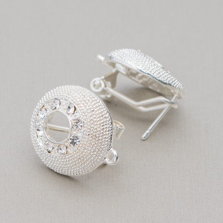 Base Para Aretes Broche De Latón Cierre A Presión 10 Pares Modelo 25 20mm Plata