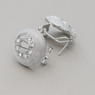 Base Pour Boucles D'Oreilles Laiton Fermoir Broche 10 Paires Modèle 25 20mm Rhodium