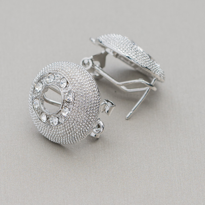 Base Para Pendientes Latón Cierre Broche 10 Pares Modelo 25 20mm Rodio