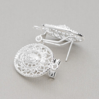 Base Para Pendientes Broche Broche Cierre 10 Pares Modelo 26 18x26mm Plata