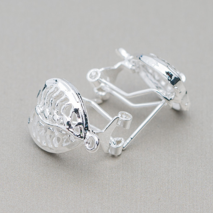 Base Pour Boucles D'Oreilles Laiton Fermoir Goupille 10 Paires Modèle 27 Argent