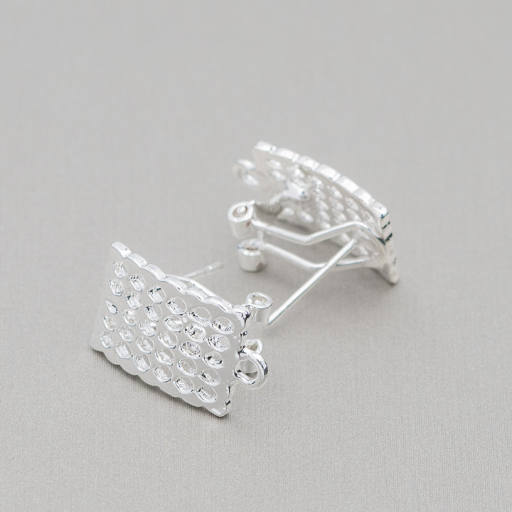 Base Para Pendientes Broche Broche Cierre 15 Pares Modelo 18 12x19mm Plata