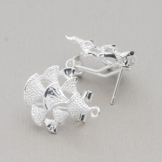 Boucles d'Oreilles Zamak Base Broche Fermée 19x23mm 9 Paires Argent