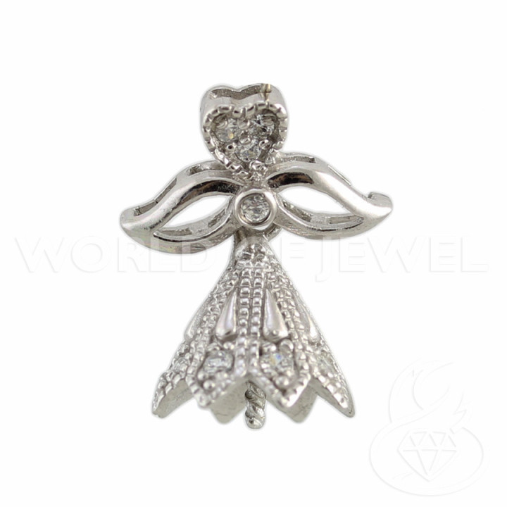 Base for 925 Silver Pendant with Zircons Bow 12x18mm 2pcs Rhodium Plated