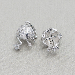 Base Pour Pendentif En Laiton Avec Zircons Dôme 10mm 10pcs Rhodié