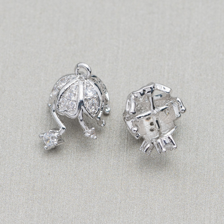 Base Pour Pendentif En Laiton Avec Zircons Dôme 10mm 10pcs Rhodié