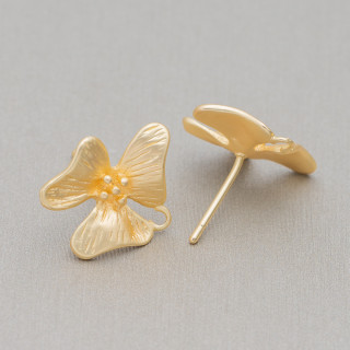 Satin Blume 3 Blütenblätter Bronze Ohrstecker Basen 15x17mm 10 Paar