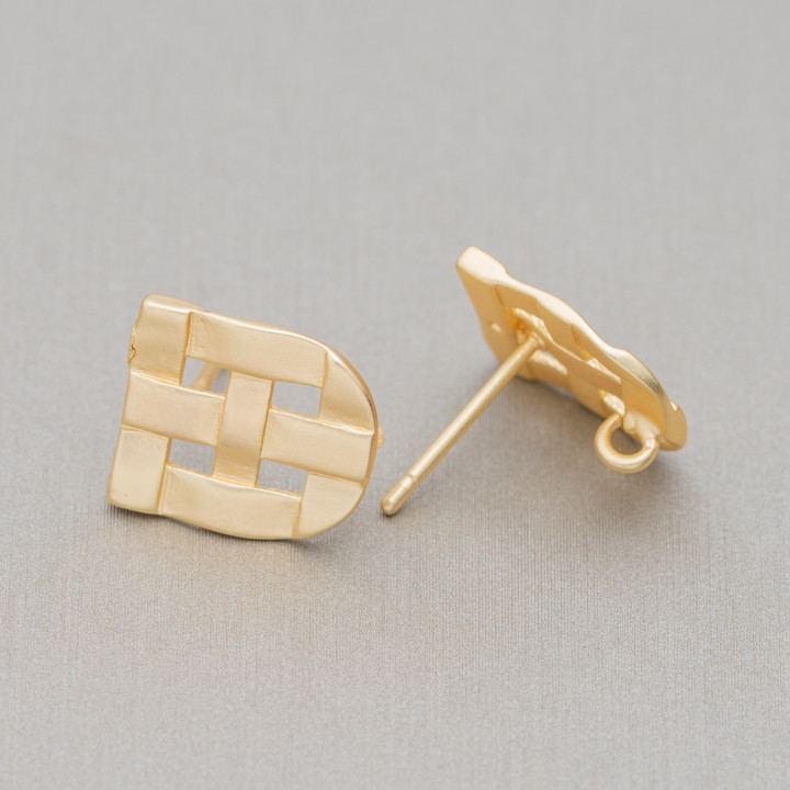 Σατέν ύφανση Bronze Shield Stud Σκουλαρίκια Βάσεις 11x13mm 10 Ζεύγη