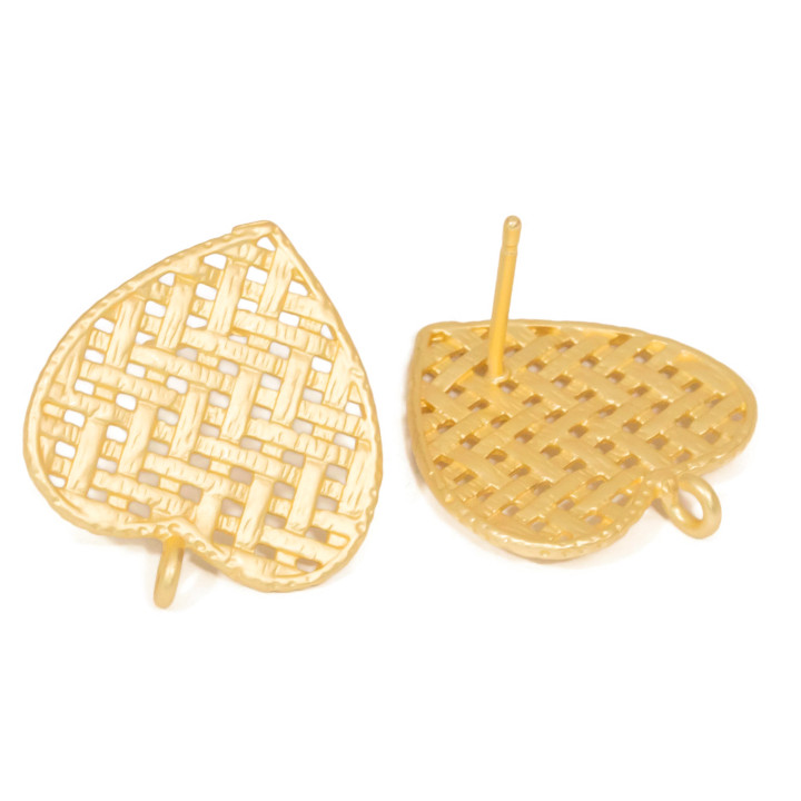 Bases para aretes de bronce con corazón trenzado de 19 mm, 10 pares