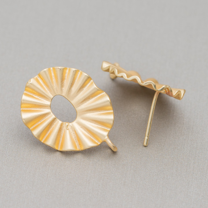 Bases de aretes ovalados de bronce con radios satinados 12x17 mm 10 pares