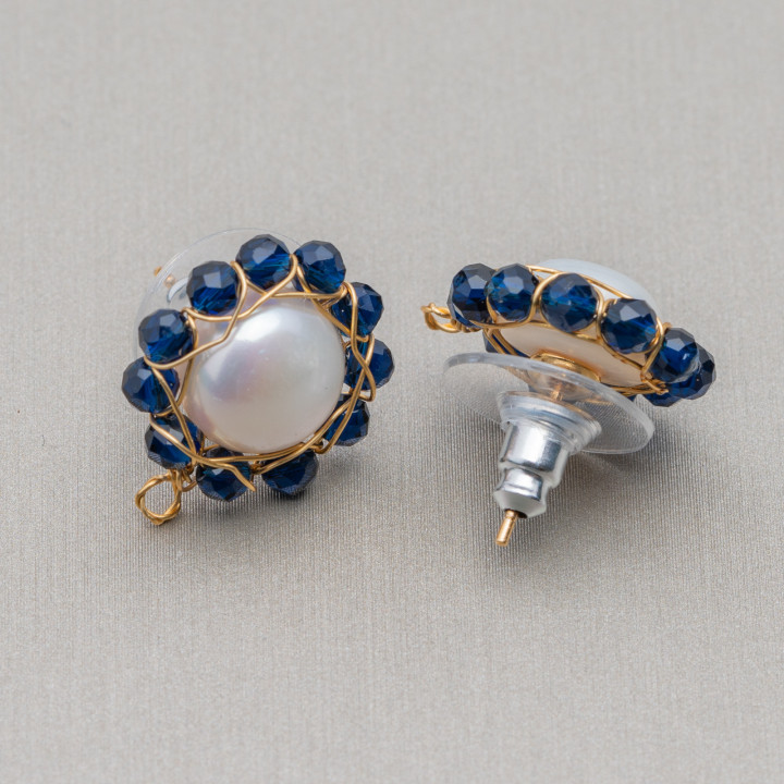 Bases De Aretes De Plata Esterlina 925 Con Perlas De Río Bronce Y Circonitas 14mm 3 Pares