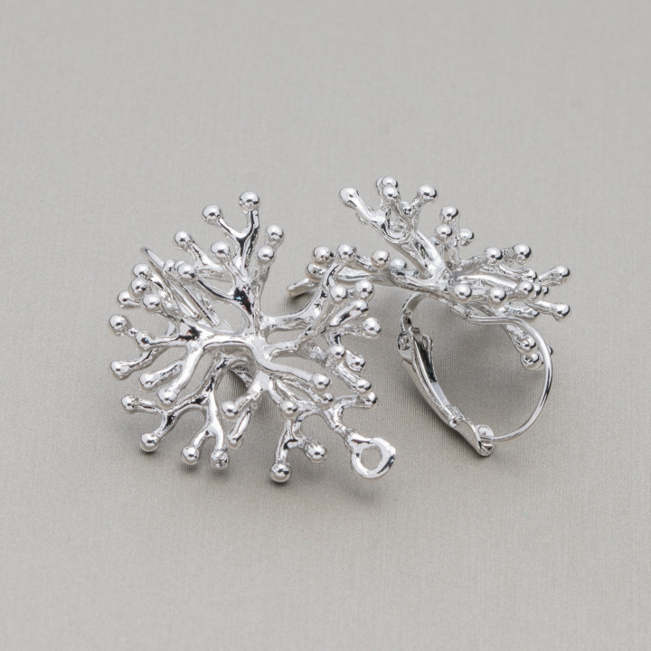 Bases Para Pendientes Bronce Gancho Cerrado Fantasy Coral Twigs 27x30mm 5 Pares Rodio