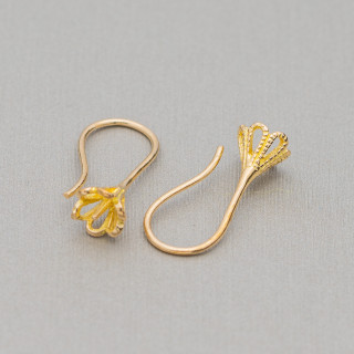 Bases Para Pendientes Gancho Bronce Con Copa Y Pasador 17x6,2mm 20 Pares