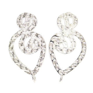 Bronze Stud Earring Bases 17x32mm 10 Pairs Rhodium Plated