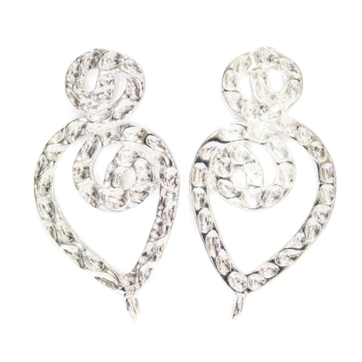 Boucles d'Oreilles Tiges Bronze Bases 17x32mm 10 Paires Rhodié