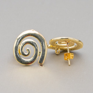 Aretes Bases Bronce Espiral 18x17mm 10 Pares Dorado