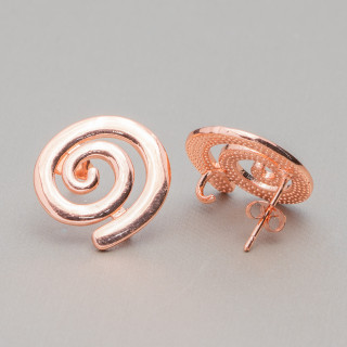Base Per Orecchini Di Bronzo A Perno A Chiocciola 18x17mm 10 Paia Oro Rosa