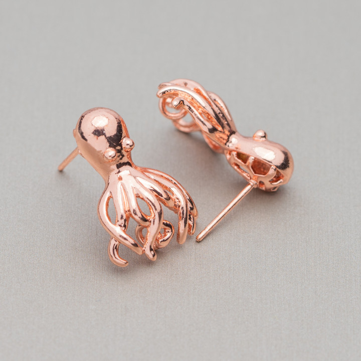 Basen für Ohrstecker Bronze Fantasy Polypen 16x21mm 10 Paar Roségold