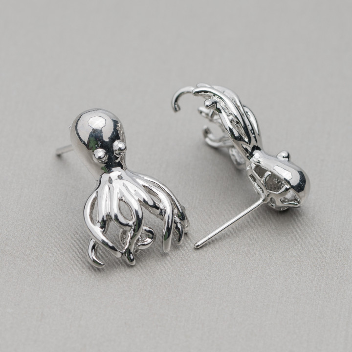 Bases Pour Boucles D'oreilles Clous Polypes Fantaisie Bronze 16x21mm 10 Paires Rhodié